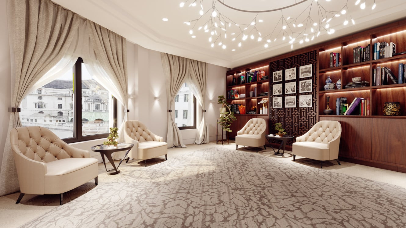 The curved meeting room for hosting VIP client meetings